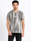 Men's Grey Striped Cotton Blend Regular Fit Round Neck T-Shirt