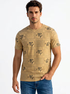 Beige Mosaic Print T-shirt