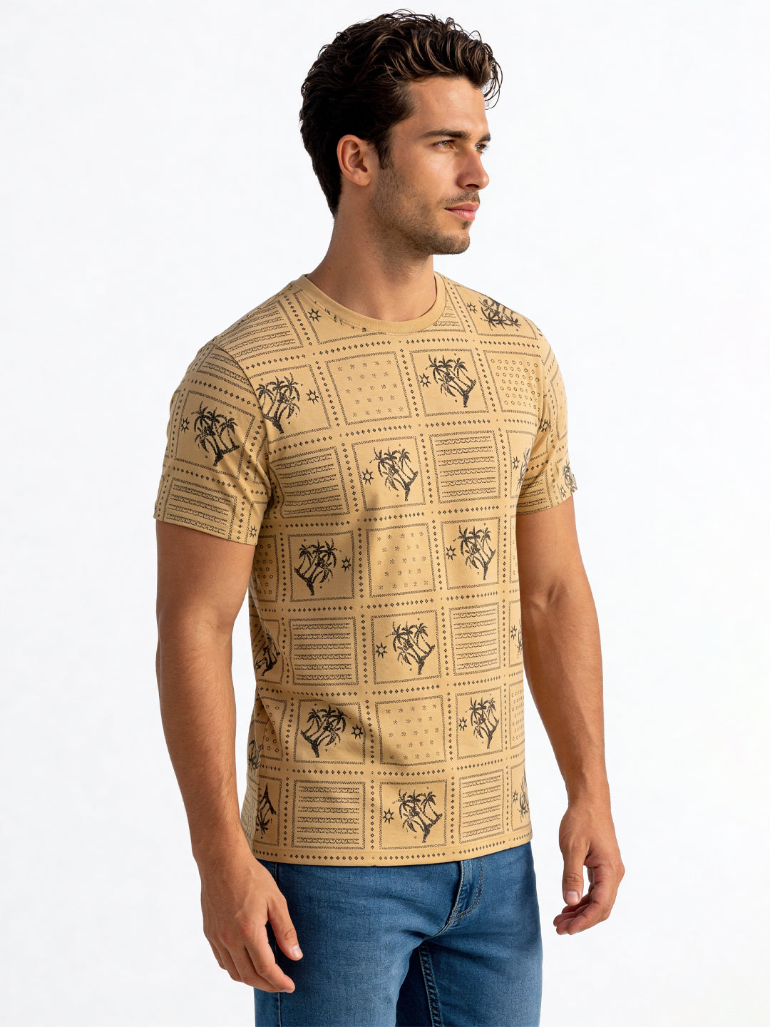 Beige Mosaic Print T-shirt