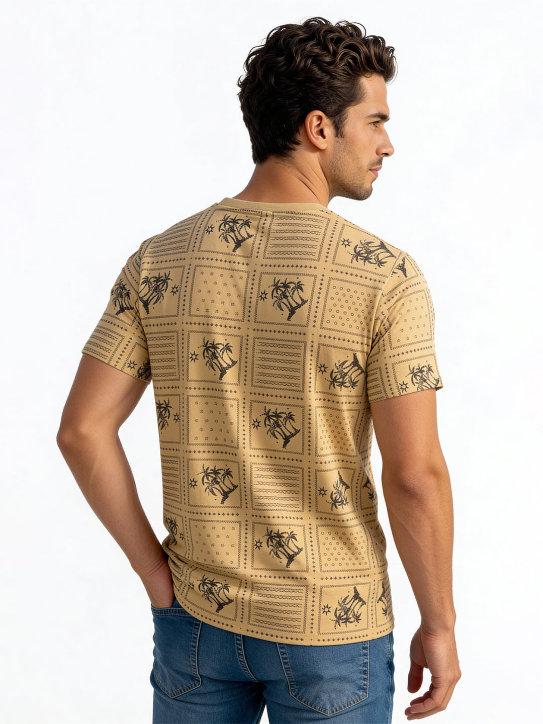 Beige Mosaic Print T-shirt
