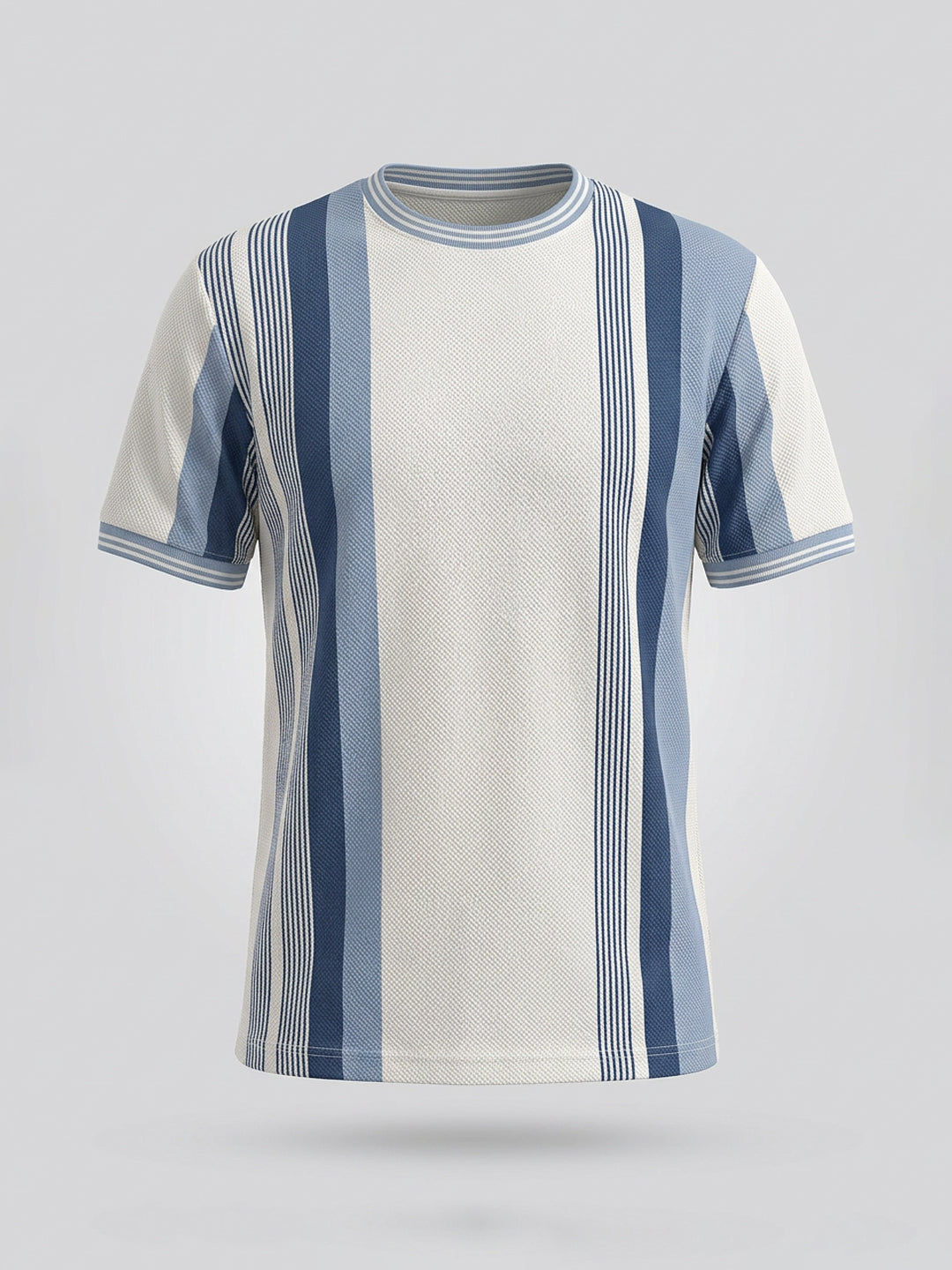 Grey & Blue Textured Stripe T-Shirt Secondary image