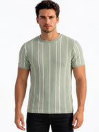 Sage Green Textured Stripe T-shirt