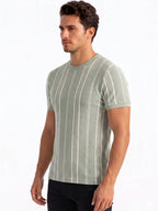 Sage Green Textured Stripe T-shirt