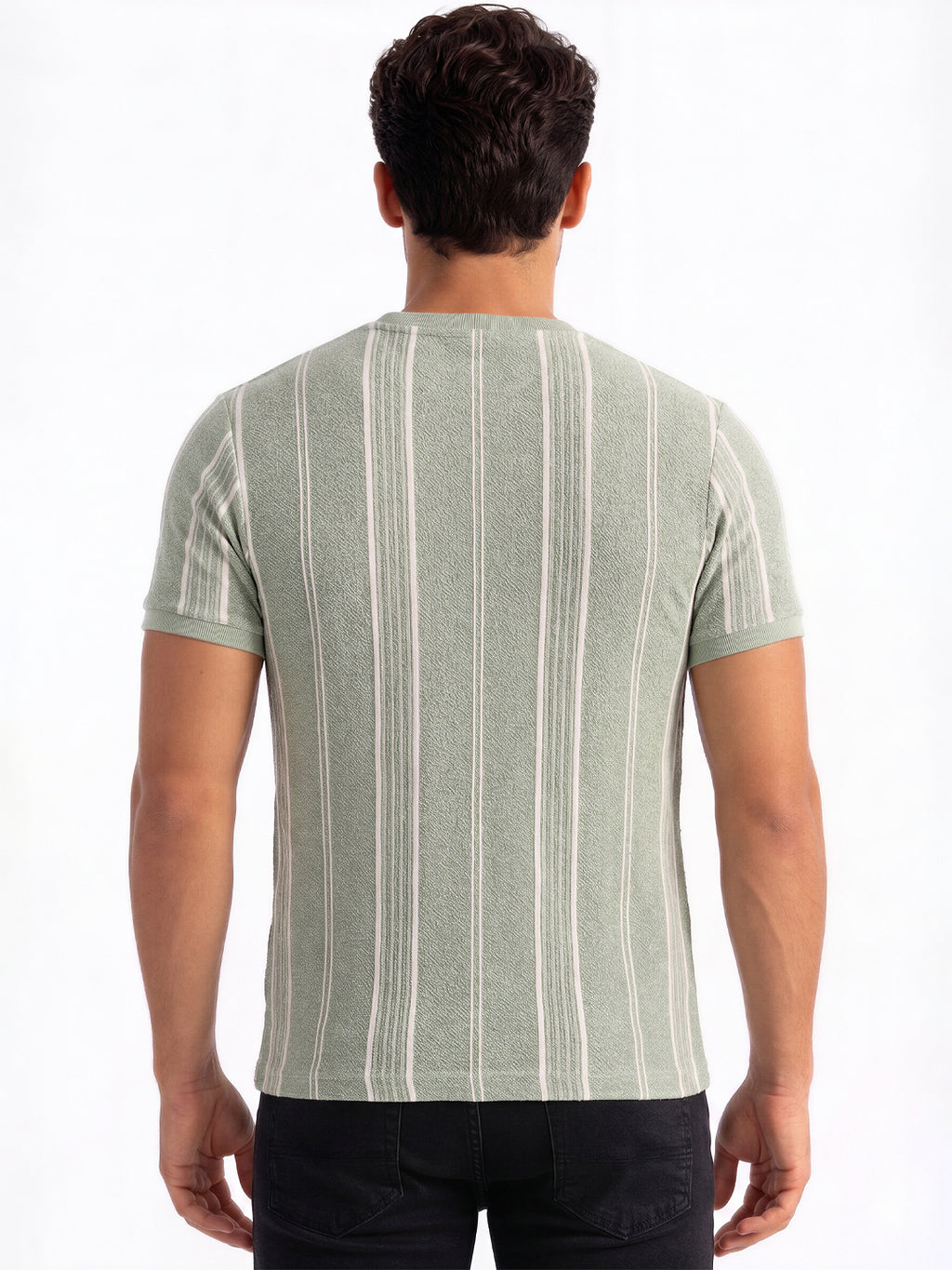 Sage Green Textured Stripe T-shirt