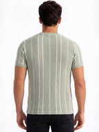 Sage Green Textured Stripe T-shirt