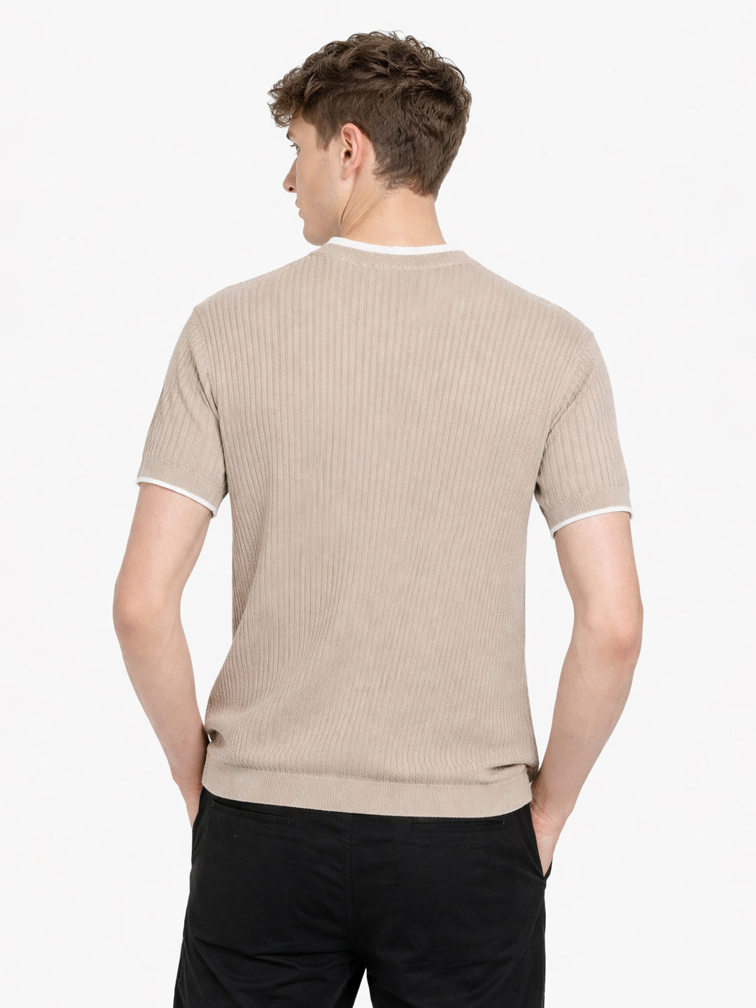Desert Sand Rib Knit T-Shirt