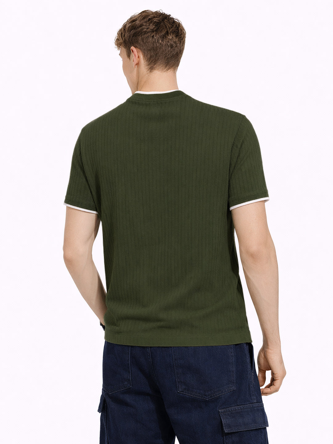 Green Rib Knit T-Shirt