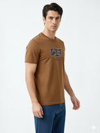Brown Twist Typography Print T-shirt