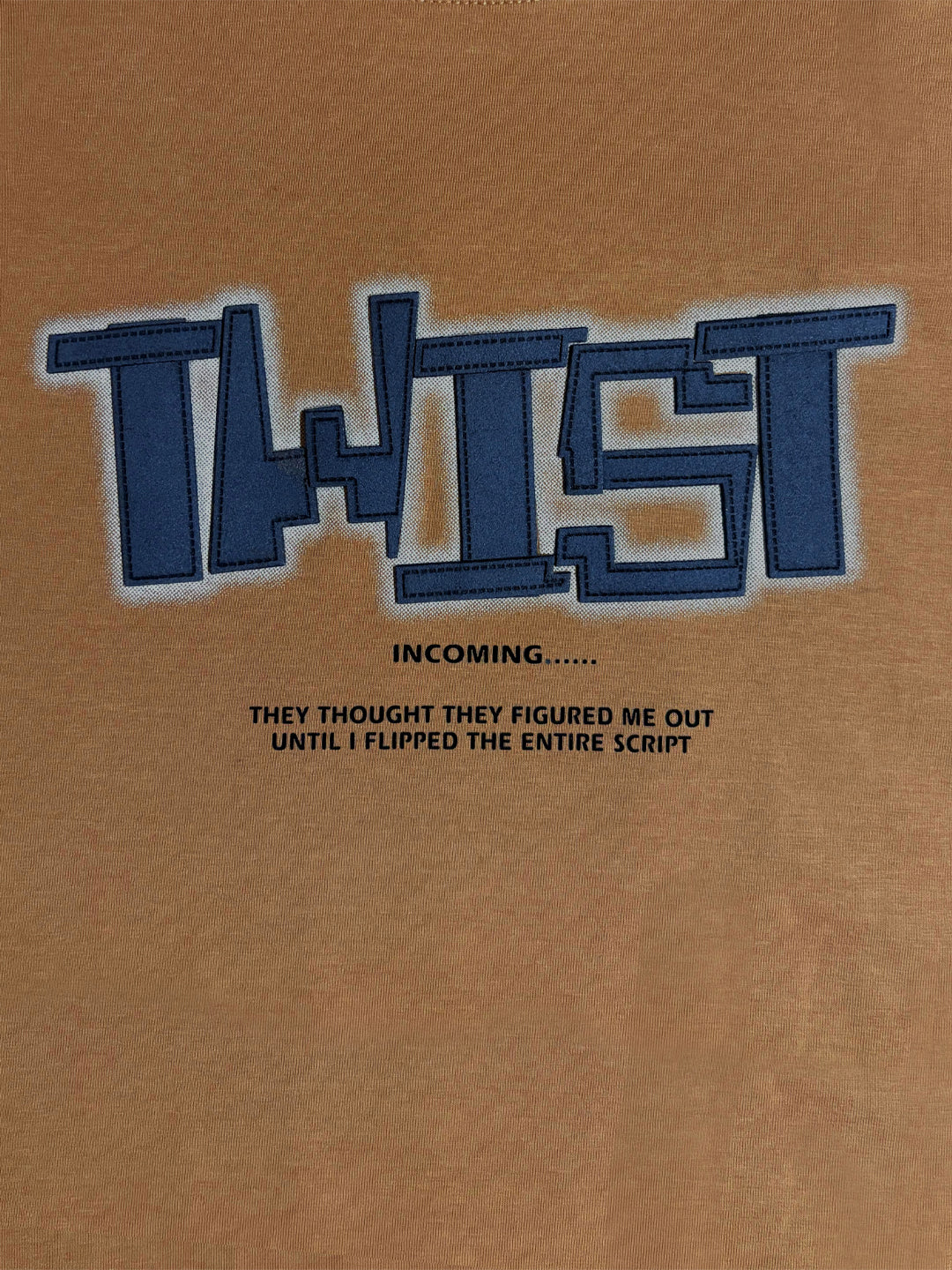 Brown Twist Typography Print T-shirt