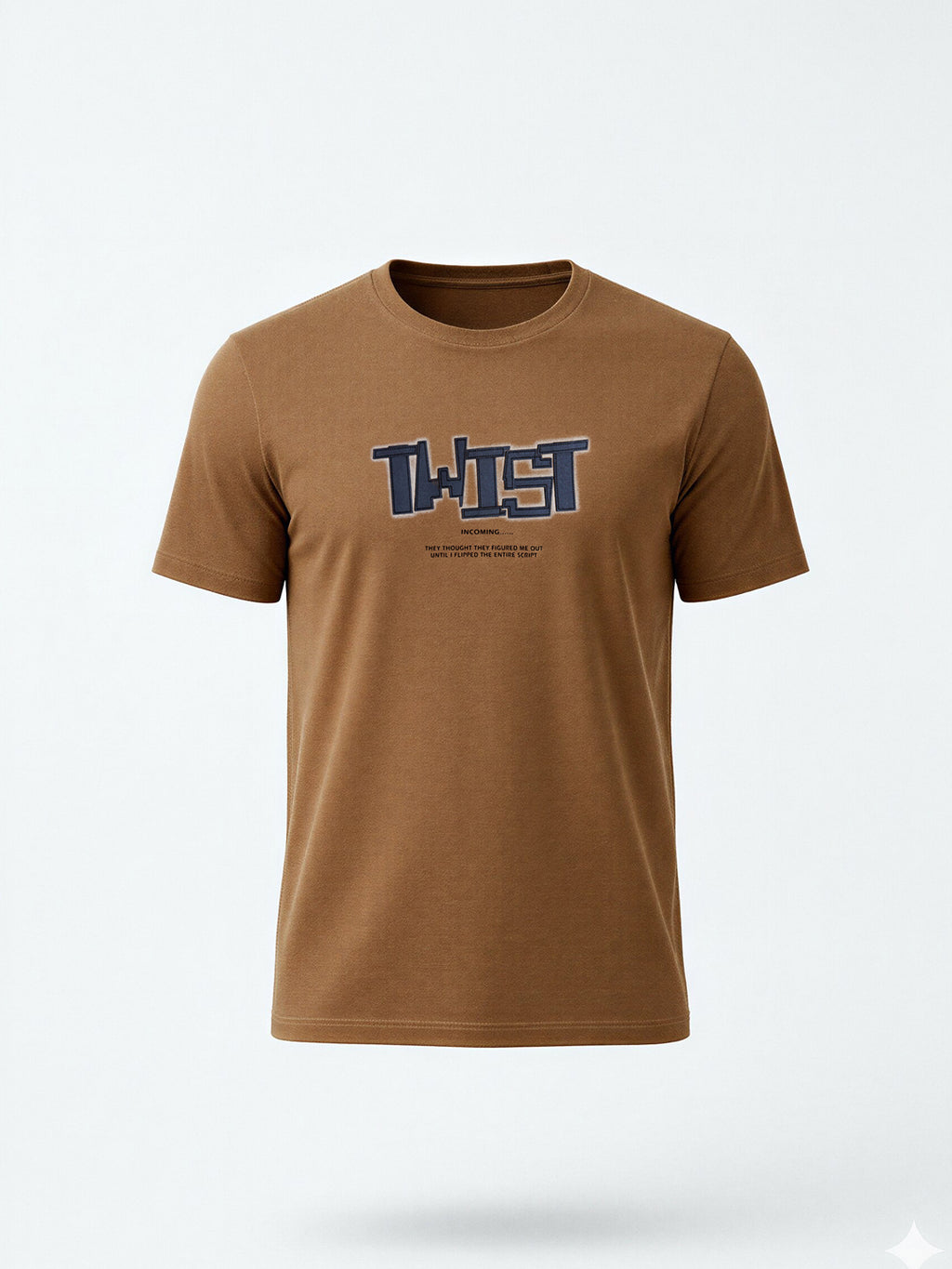 Brown Twist Typography Print T-shirt