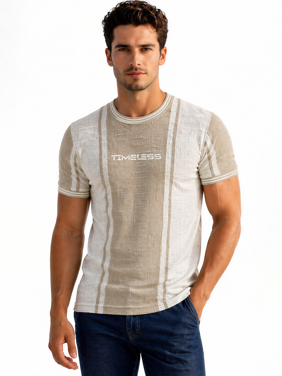 Beige Textured “Timeless” Tee