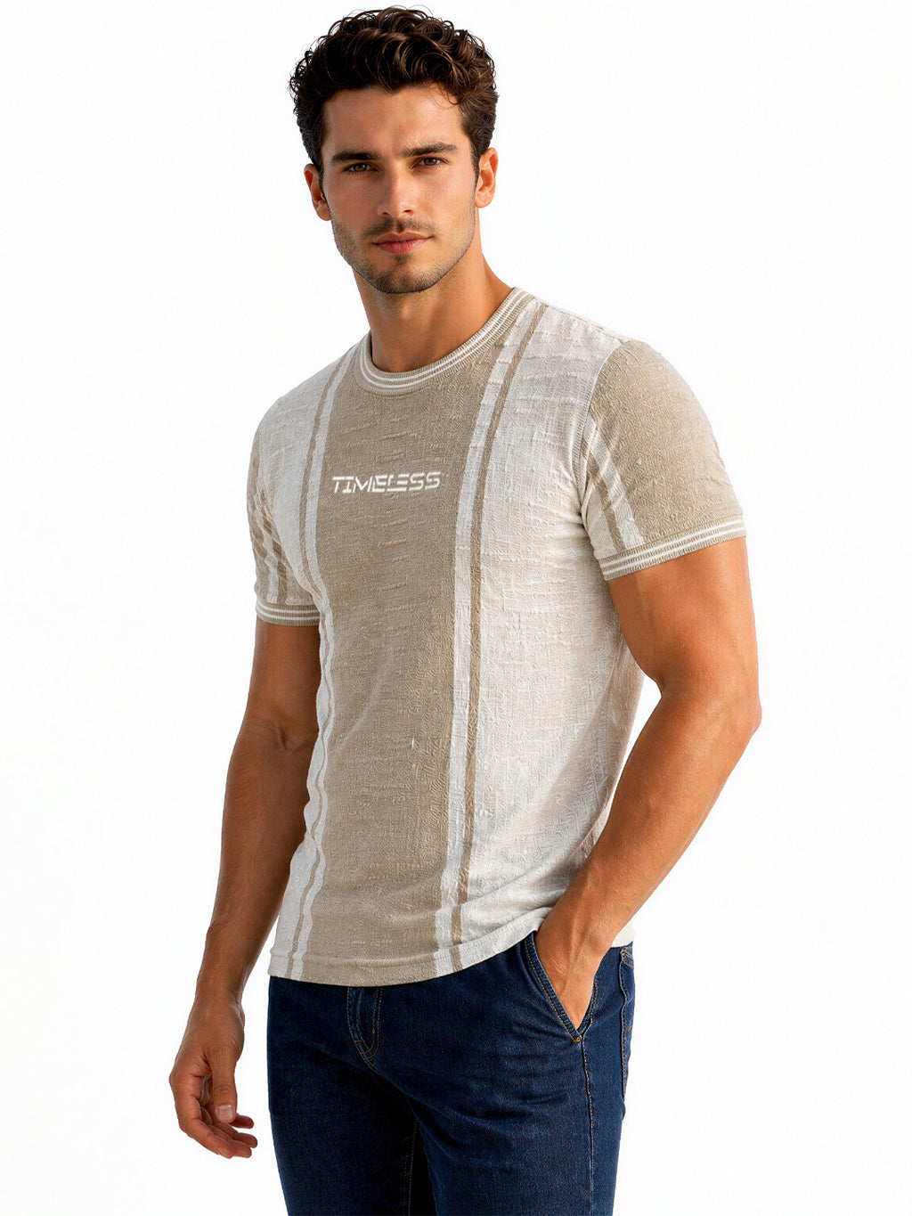 Beige Textured “Timeless” Tee