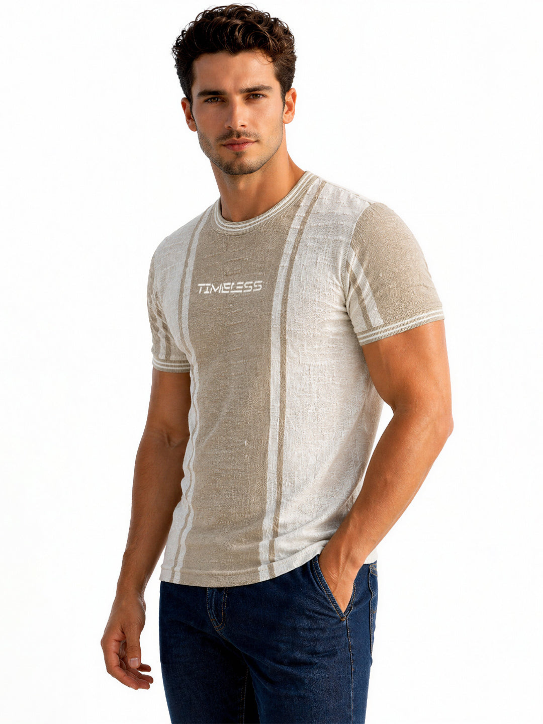 Beige Textured “Timeless” Tee
