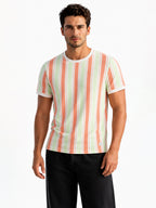 Vertical Striped Round Neck T-shirt