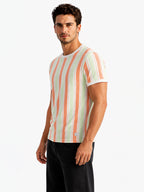 Vertical Striped Round Neck T-shirt