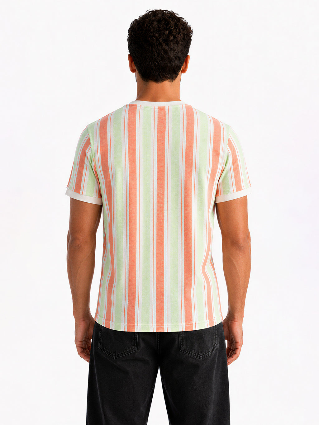 Vertical Striped Round Neck T-shirt
