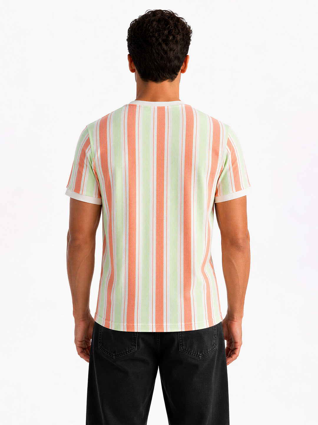 Vertical Striped Round Neck T-shirt