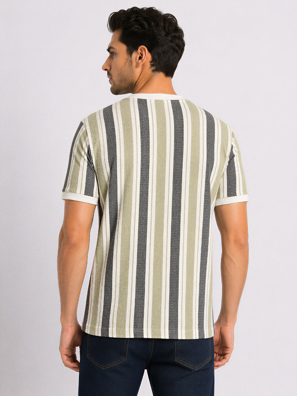 Vertical Striped Round Neck T-shirt