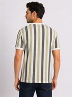 Vertical Striped Round Neck T-shirt