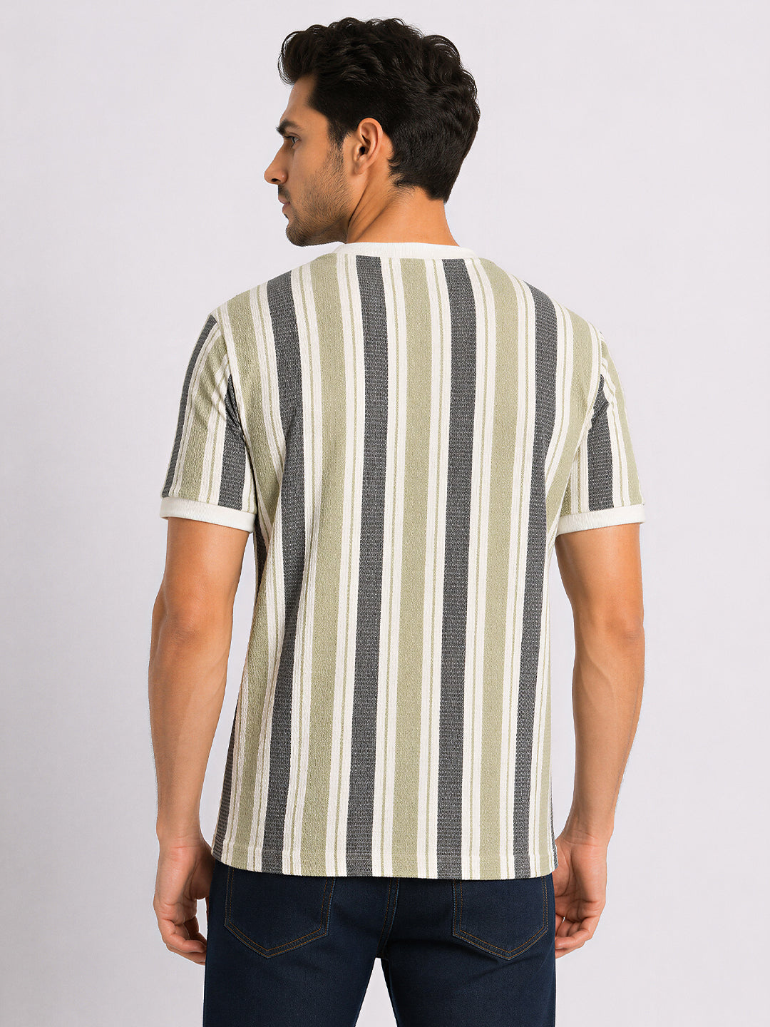 Vertical Striped Round Neck T-shirt