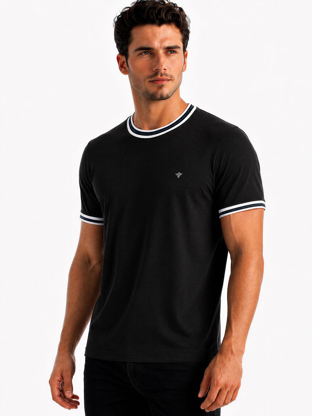 Contrast Detail Round Neck T-shirt