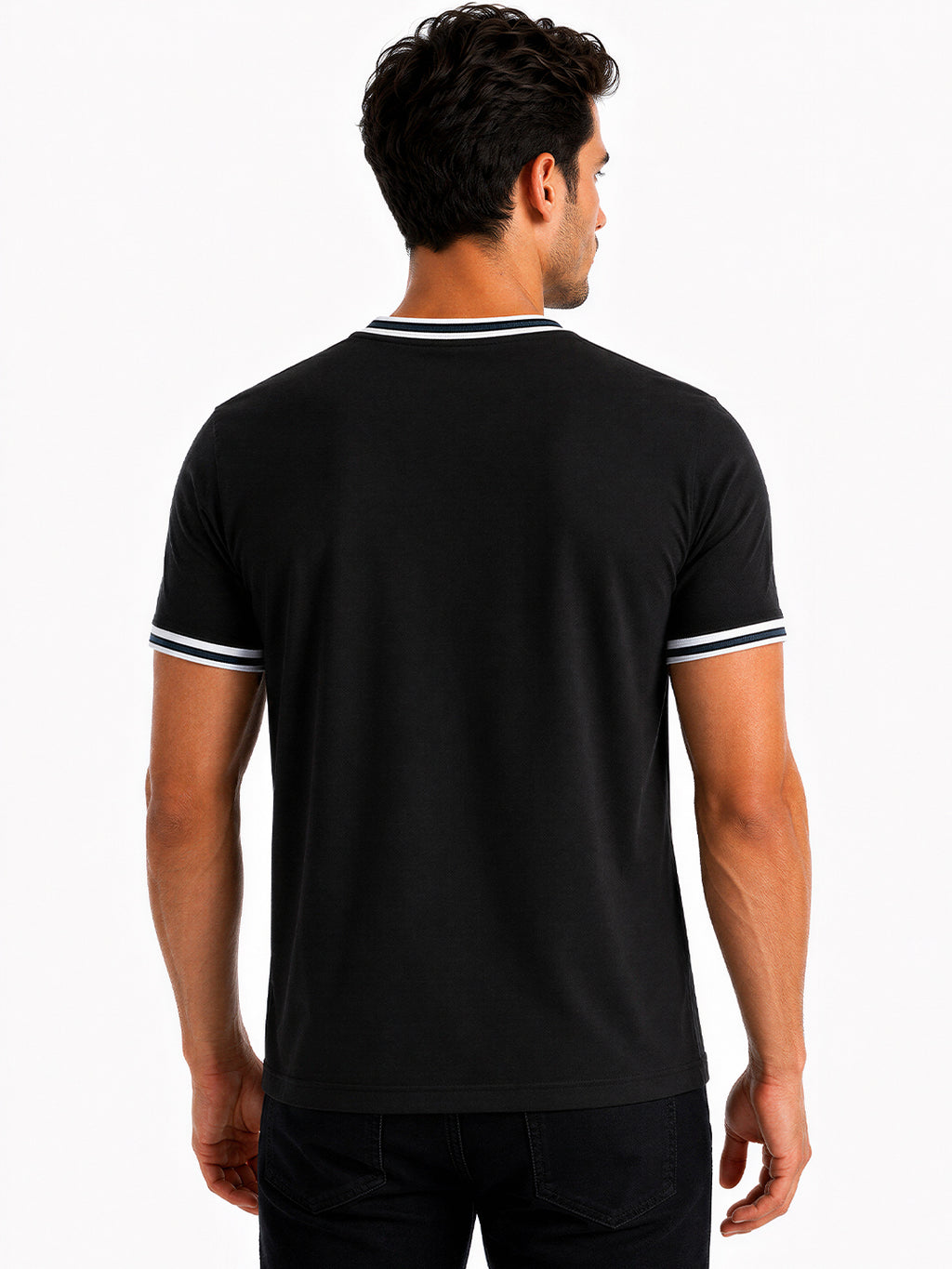 Contrast Detail Round Neck T-shirt
