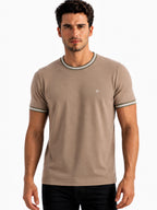 Contrast Detail Round Neck T-shirt