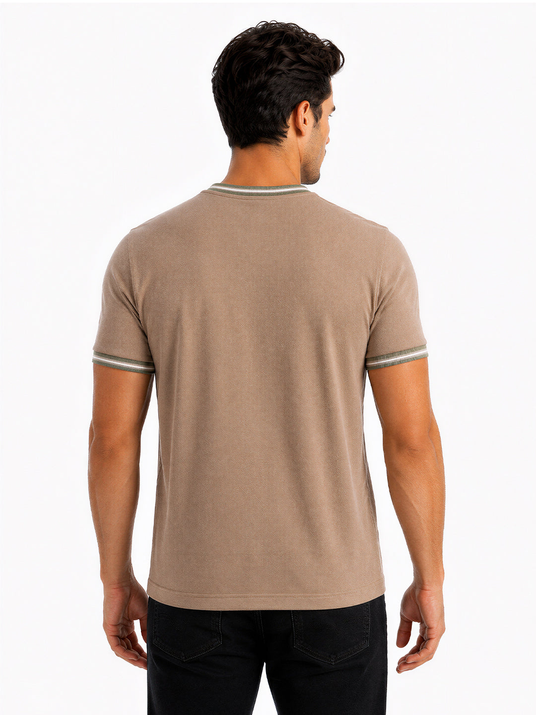 Contrast Detail Round Neck T-shirt