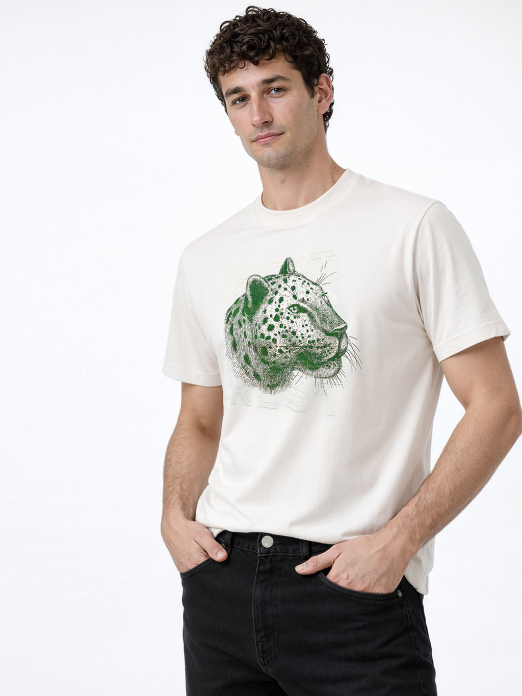 Leopard Head Placement-Print T-shirt