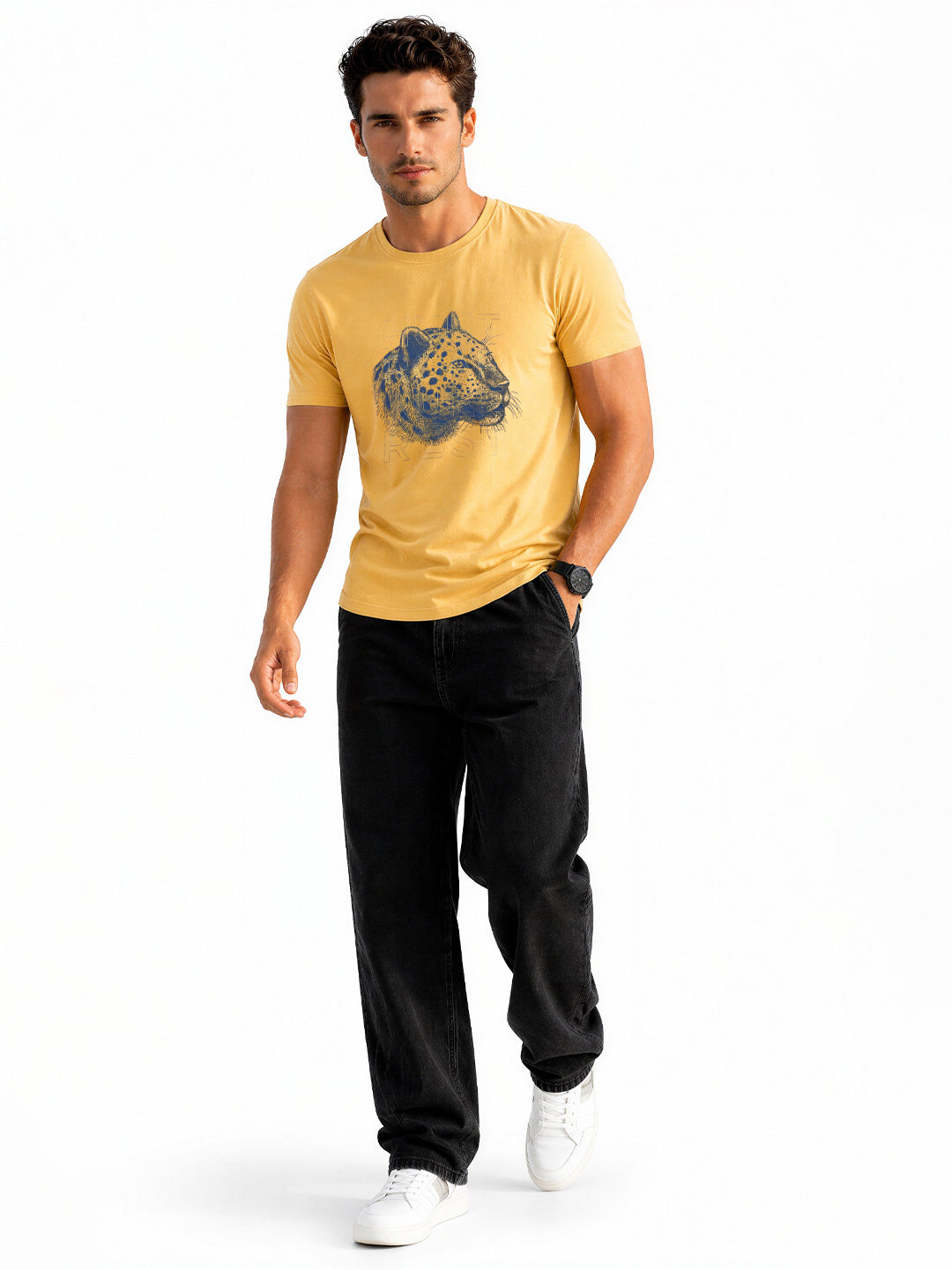 Leopard Head Placement-Print T-shirt