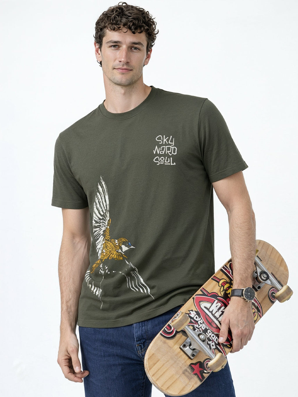 Skyward Crane Graphic T-Shirt