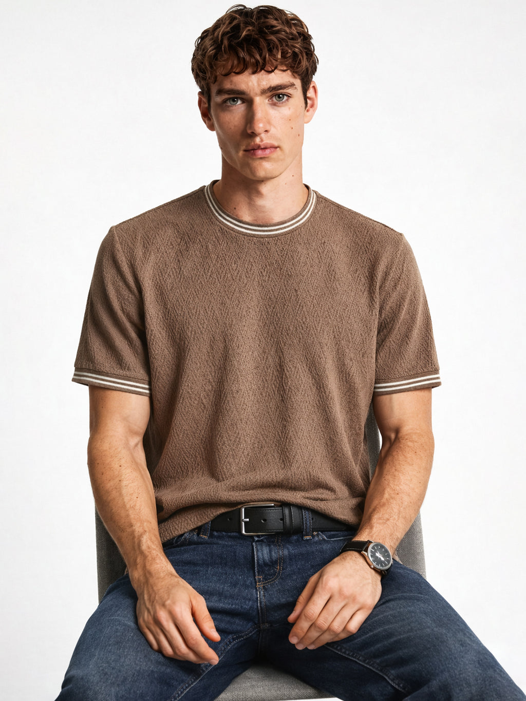 Coffee Terrain Textured T-Shirt