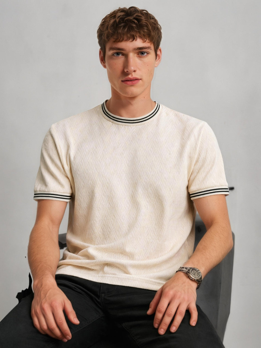Off White Terrain Textured T-Shirt Main image