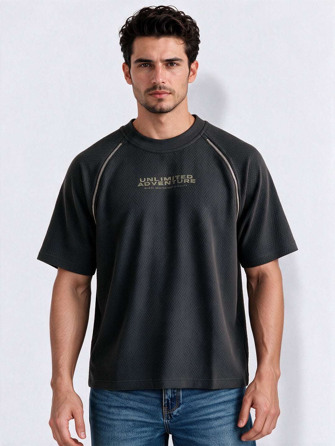 Men's Cotton Blend Printed Round Neck Regular Fit T-Shirt