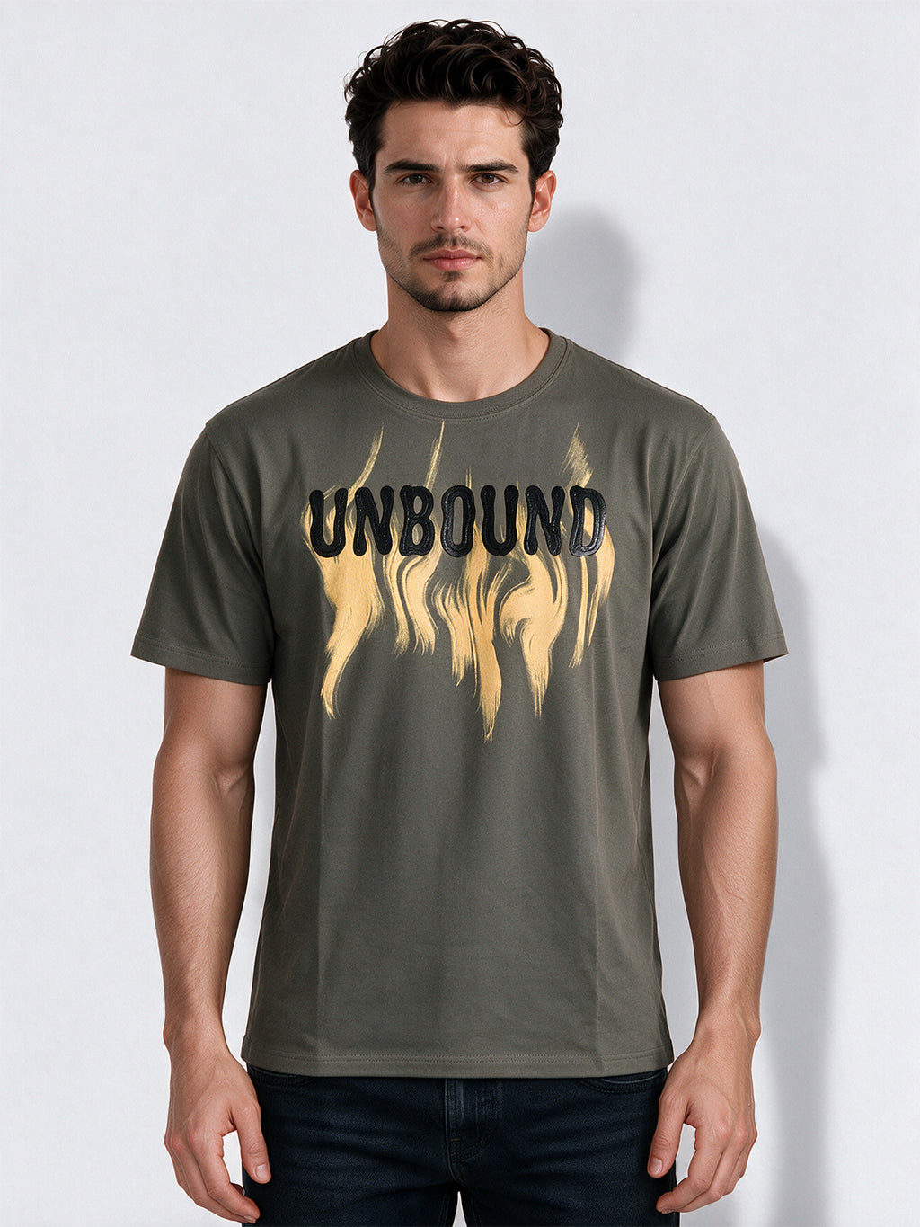 Men's Cotton Blend Printed Round Neck Regular Fit T-Shirt