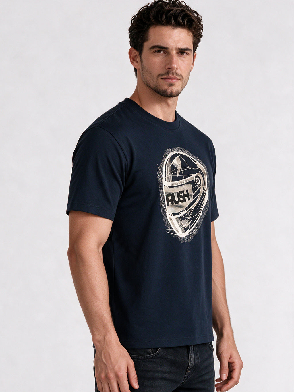 Men's Printed Round Neck Regular Fit T-Shirt