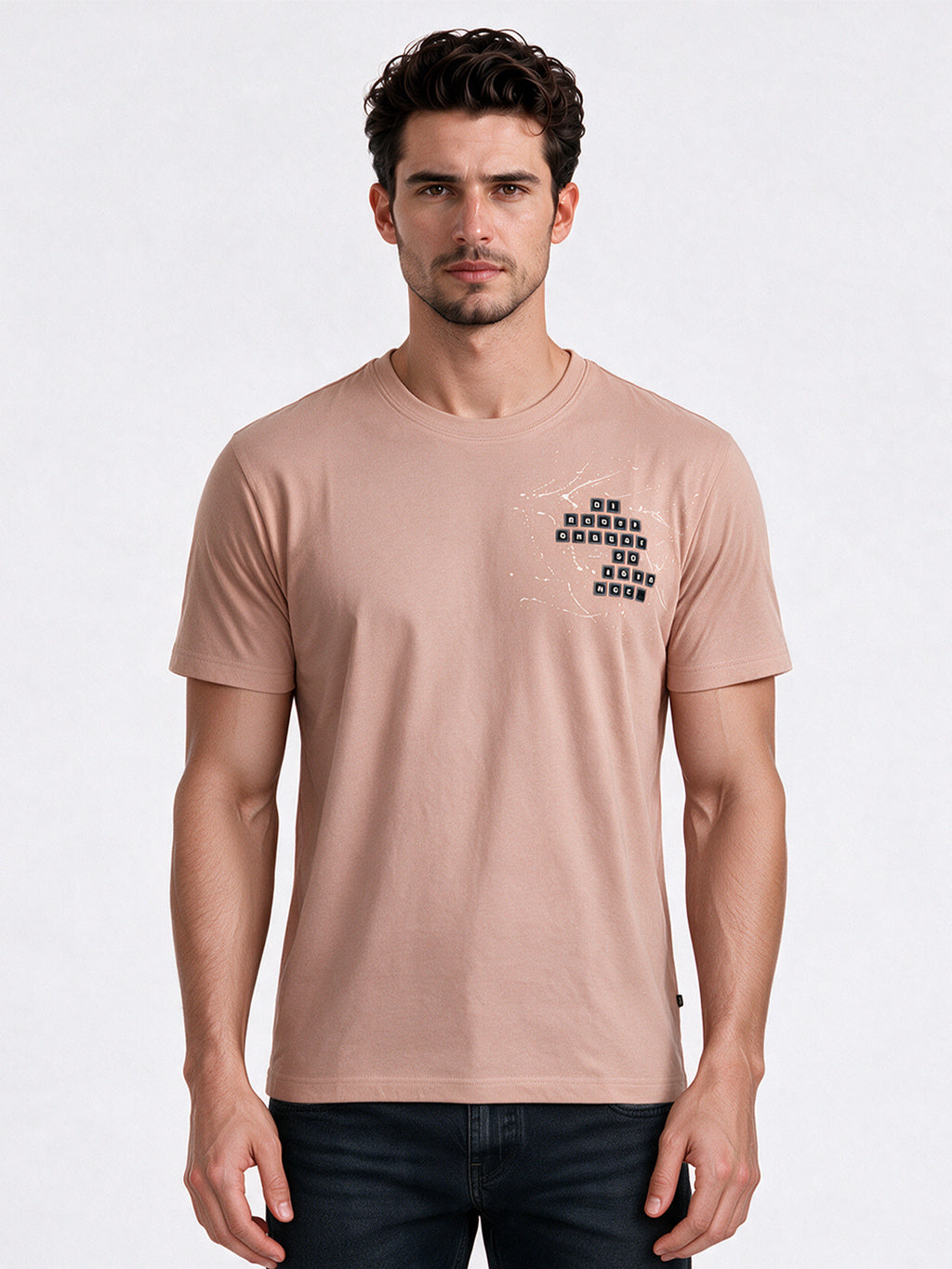 Mauve Printed Regular Fit Tshirt