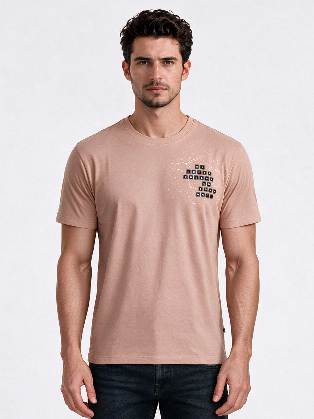 Mauve Printed Regular Fit Tshirt