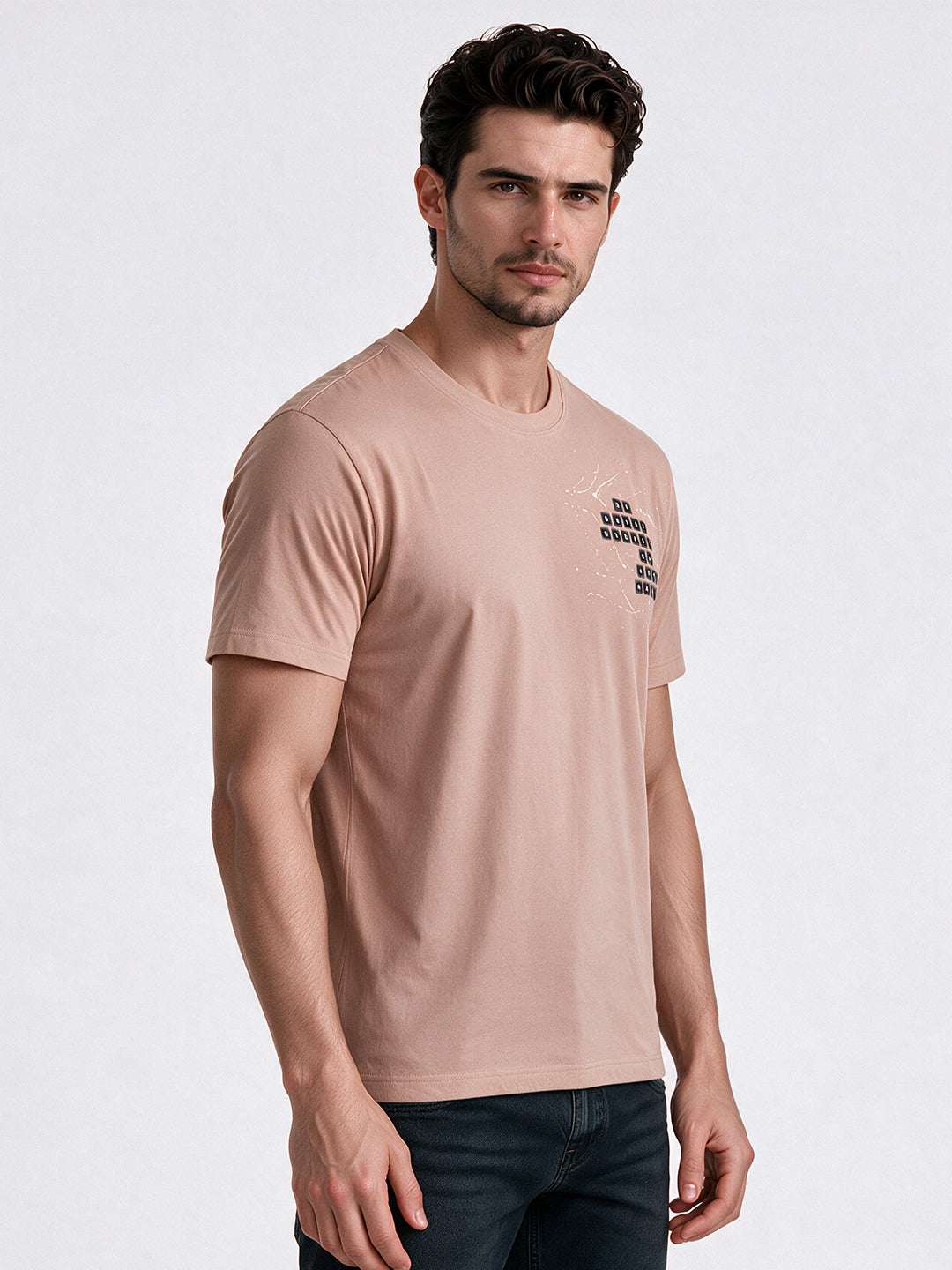 Mauve Printed Regular Fit Tshirt