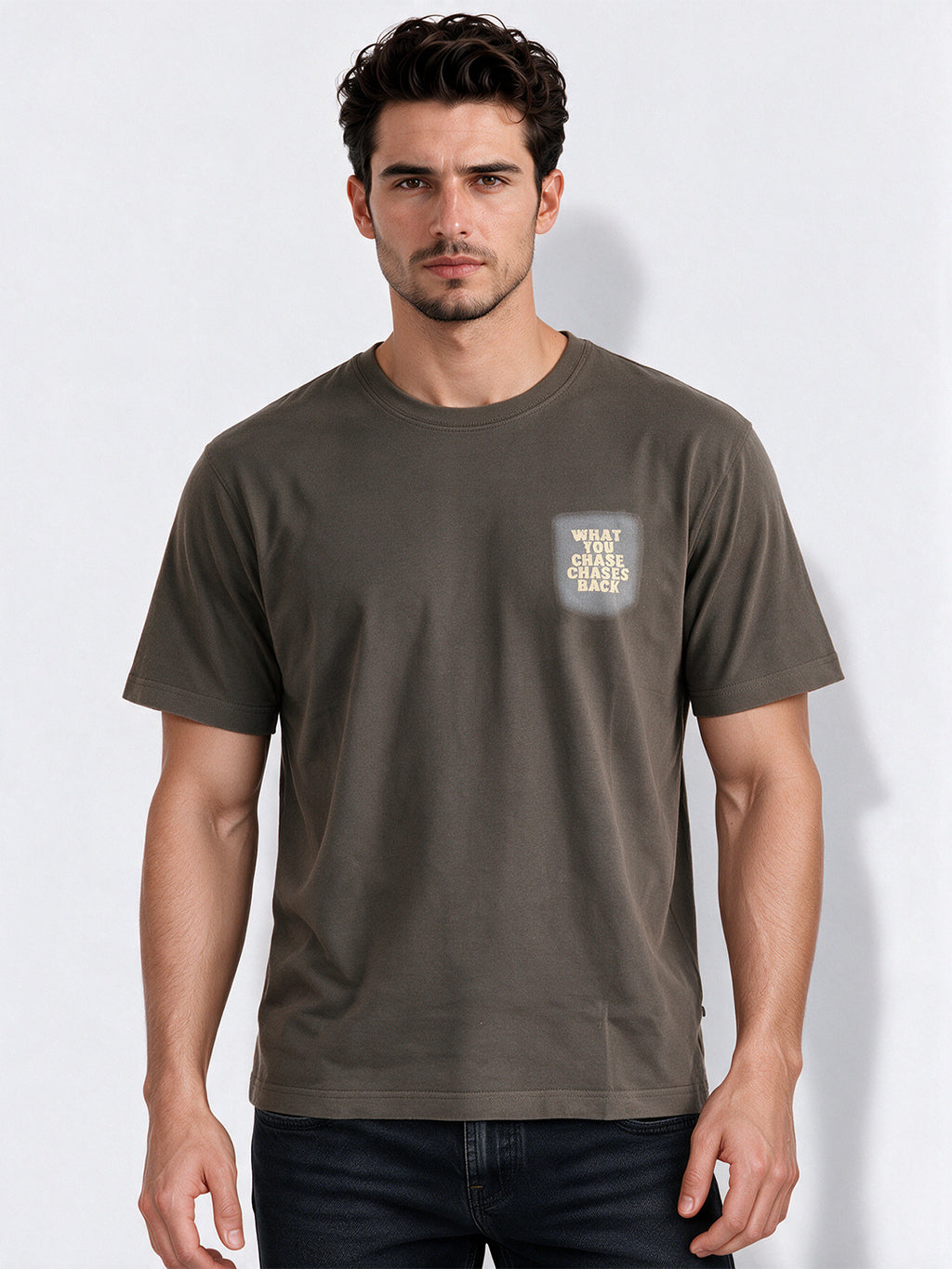 Men's Cotton Blend Printed Round Neck Regular Fit T-Shirt