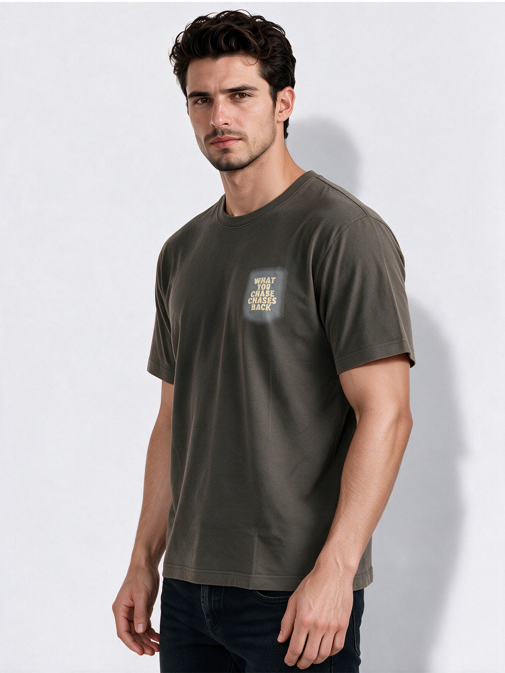 Men's Cotton Blend Printed Round Neck Regular Fit T-Shirt