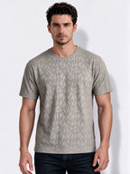 Men's Blended Jacquard Round Neck Regular Fit T-Shirt