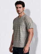 Men's Blended Jacquard Round Neck Regular Fit T-Shirt