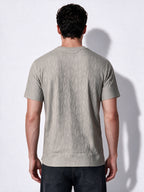 Men's Blended Jacquard Round Neck Regular Fit T-Shirt