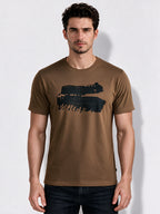 Men's Cotton Blend Printed Round Neck Regular Fit T-Shirt