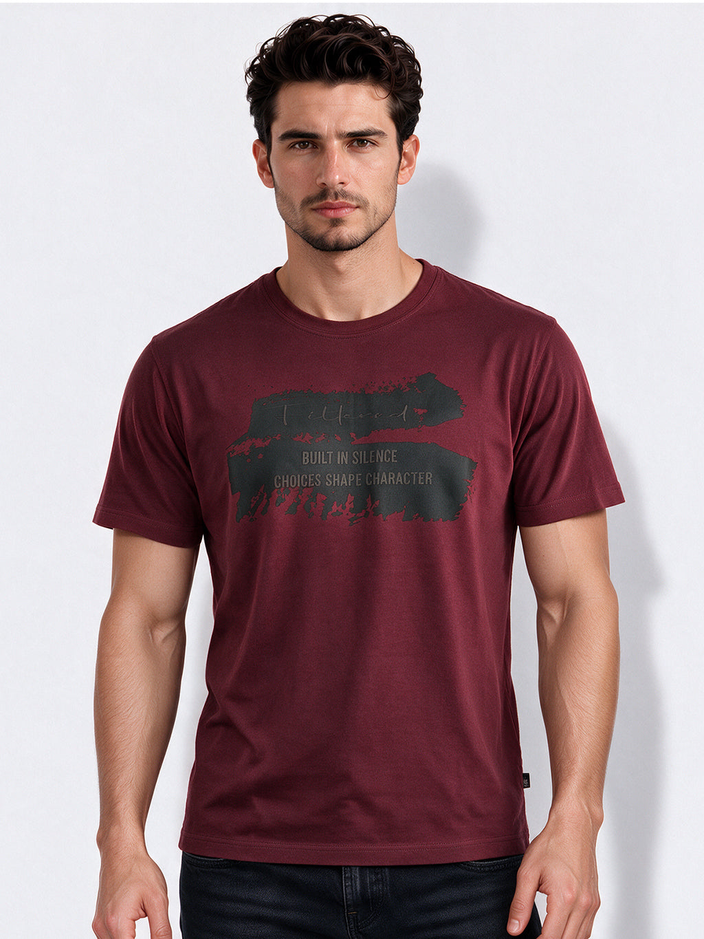 Men's Cotton Blend Printed Round Neck Regular Fit T-Shirt
