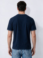 Men's Blended Jacquard Round Neck Regular Fit T-Shirt