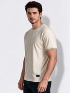 Men's Blended Jacquard Round Neck Regular Fit T-Shirt