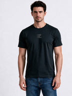 Black Regular Fit Printed Tshirt