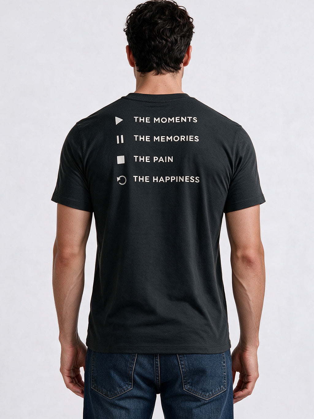 Black Regular Fit Printed Tshirt